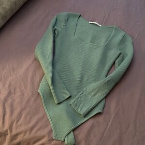 Abercrombie & Fitch Sage Green Ribbed Sweater bodysuit
